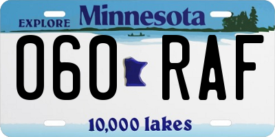 MN license plate 060RAF