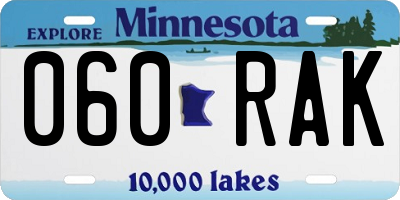 MN license plate 060RAK