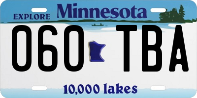 MN license plate 060TBA