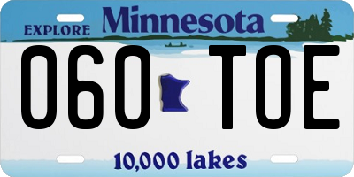 MN license plate 060TOE