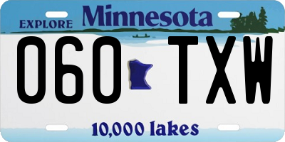 MN license plate 060TXW
