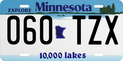 MN license plate 060TZX