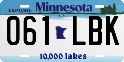 MN license plate 061LBK