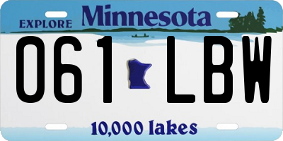 MN license plate 061LBW