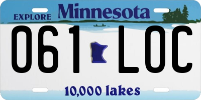 MN license plate 061LOC