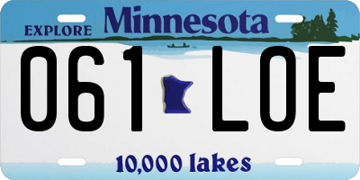 MN license plate 061LOE