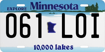 MN license plate 061LOI