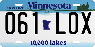 MN license plate 061LOX