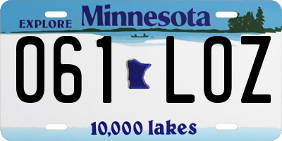MN license plate 061LOZ