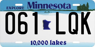 MN license plate 061LQK