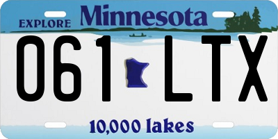 MN license plate 061LTX