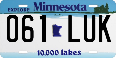 MN license plate 061LUK