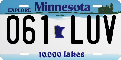 MN license plate 061LUV