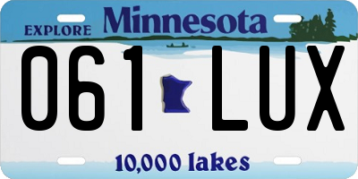 MN license plate 061LUX