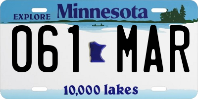 MN license plate 061MAR