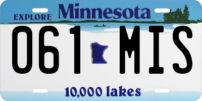 MN license plate 061MIS