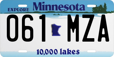 MN license plate 061MZA