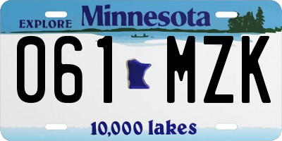 MN license plate 061MZK