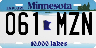MN license plate 061MZN