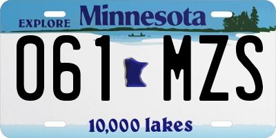 MN license plate 061MZS
