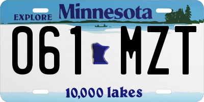 MN license plate 061MZT