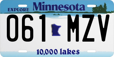 MN license plate 061MZV