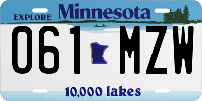 MN license plate 061MZW