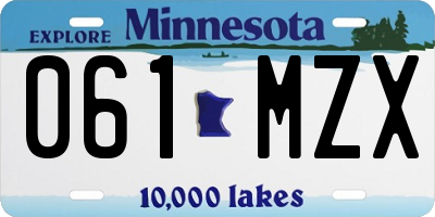 MN license plate 061MZX