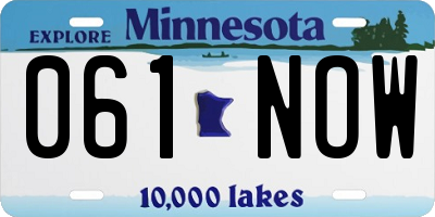 MN license plate 061NOW