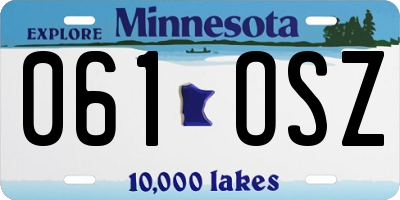 MN license plate 061OSZ