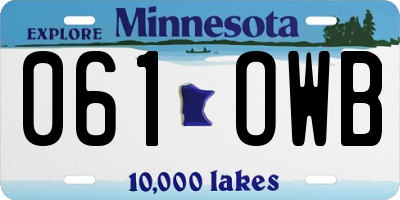 MN license plate 061OWB