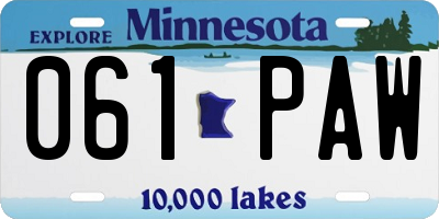 MN license plate 061PAW