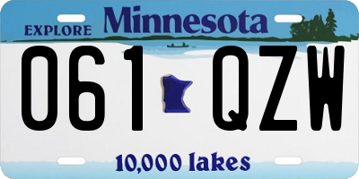 MN license plate 061QZW