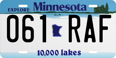 MN license plate 061RAF