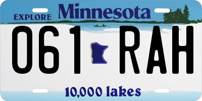 MN license plate 061RAH