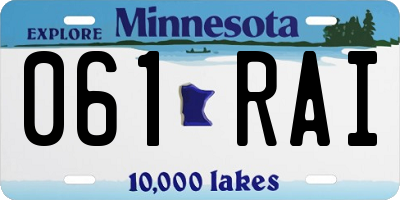 MN license plate 061RAI