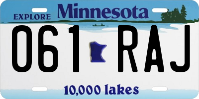 MN license plate 061RAJ