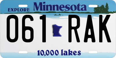 MN license plate 061RAK