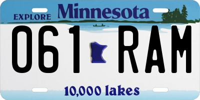 MN license plate 061RAM