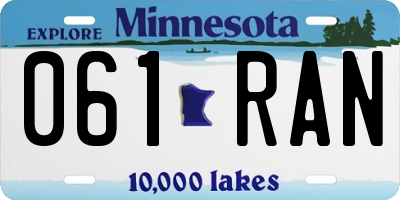 MN license plate 061RAN