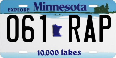 MN license plate 061RAP