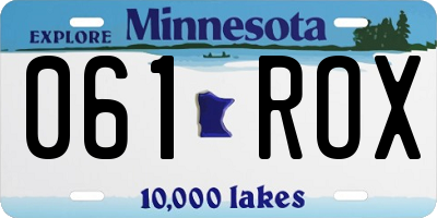 MN license plate 061ROX