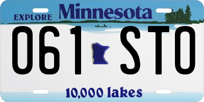 MN license plate 061STO