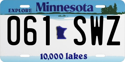 MN license plate 061SWZ