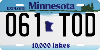 MN license plate 061TOD