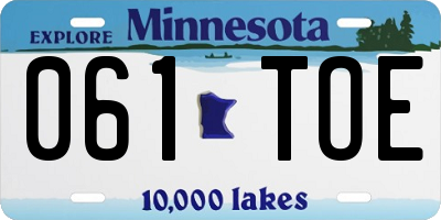 MN license plate 061TOE