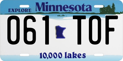 MN license plate 061TOF