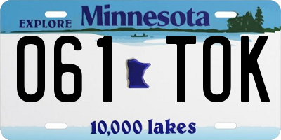 MN license plate 061TOK