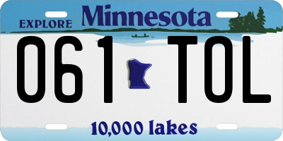 MN license plate 061TOL