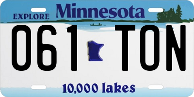 MN license plate 061TON